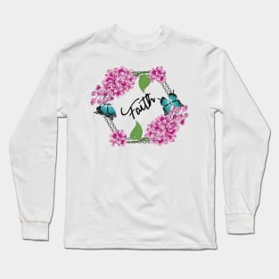 Faith - Lilacs And Butterflies Long Sleeve T-Shirt